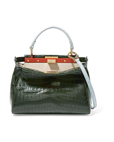 fendi green crocodile bag|Peekaboo Mini .